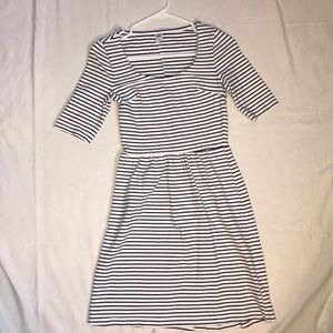Black and white striped cotton dress
